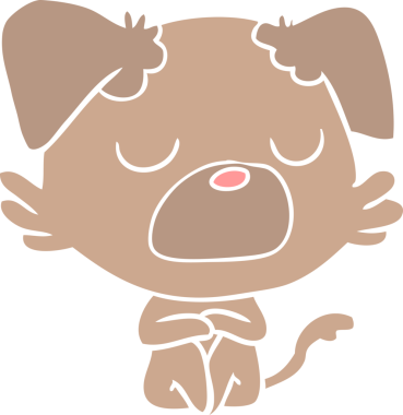 Bir insan tarafından çizilmiş düz renkli çizgi film köpeği.