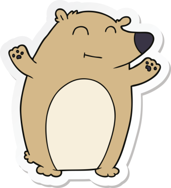 Bir insan tarafından çizilmiş mutlu çizgi film ayısının çıkartması.