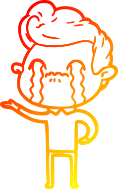 Bir insan tarafından çizilmiş ağlayan bir çizgi film karakteri çizimi.