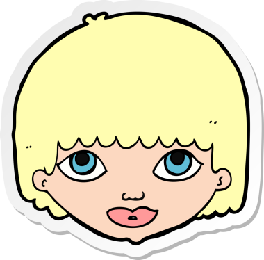 Bir insan tarafından çizilmiş karikatür kadın yüzü çıkartması.