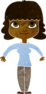 Bir insan tarafından çizilmiş omuz silken çizgi filmdeki kadın.