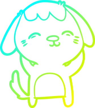 Bir insan tarafından çizilmiş mutlu çizgi film köpeğinin soğuk gradyan çizimi