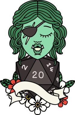 Retro Dövme Biçimi Bir insan tarafından çizilmiş 20 zarlı yarı ork