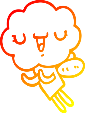 Bir insan tarafından çizilmiş sevimli bir karikatür bulutu kafası çizimi.