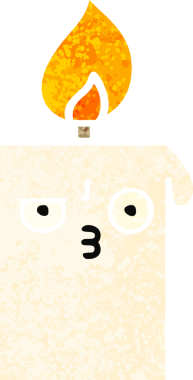 Bir insan tarafından çizilmiş yanan bir mumun retro çizim tarzı karikatürü