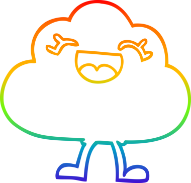 gökkuşağı gradyanı çizimi mutlu gri bulut bir insan tarafından çizilmiş