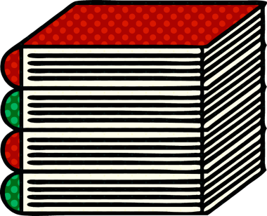 Bir insan tarafından çizilmiş bir yığın kitabın çizgi roman tarzı