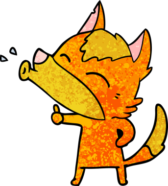 Bir insan tarafından çizilmiş tilki çizgi film karakteri