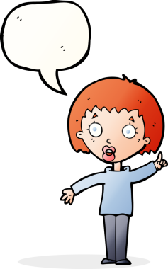 Çizgi filmdeki kadın bir insan tarafından çizilmiş konuşma balonuyla anlatmak istediği şeyi anlatıyor.