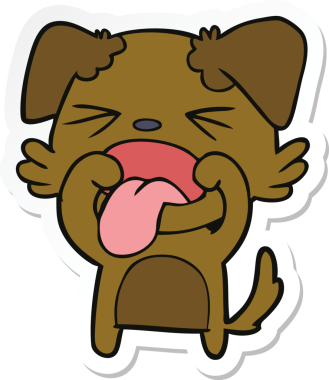 Bir insan tarafından çizilmiş tiksindirici bir köpeğin çıkartması.