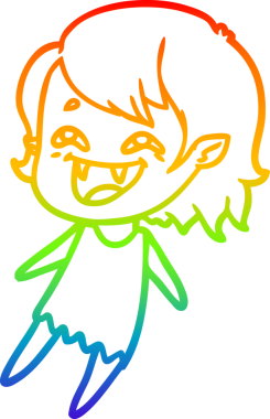 Gökkuşağı gradyan çizgi çizimi Bir insan tarafından çizilmiş gülen vampir kız çizgi filmi