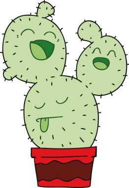 Bir insan tarafından çizilmiş tuhaf bir çizgi film kaktüsü.