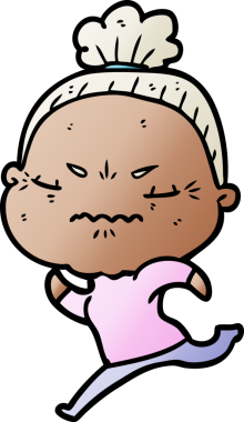 Çizgi film bir insan tarafından çizilmiş yaşlı bir kadın tarafından rahatsız edildi.