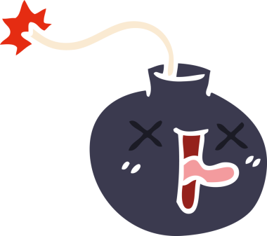 Bir insan tarafından çizilmiş tuhaf bir çizgi film bombası.