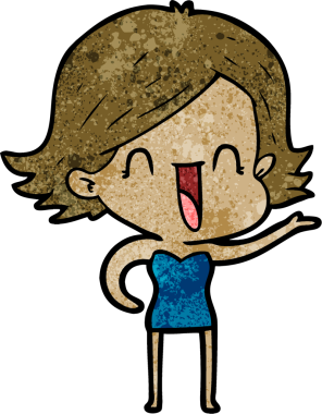 Bir insan tarafından çizilmiş mutlu bir kadın.