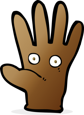 Bir insan tarafından çizilmiş gözleri olan çizgi film eli.