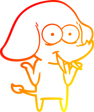 Bir insan tarafından çizilmiş mutlu bir filin sıcak çizgi çizimi