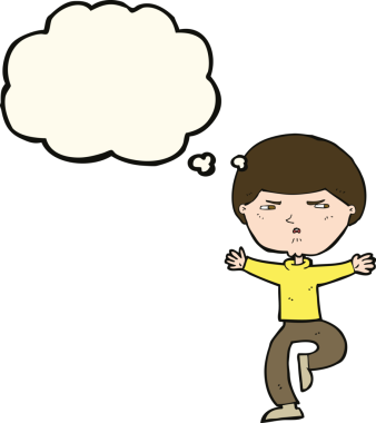 Bir insan tarafından çizilmiş düşünce baloncuğu olan kızgın bir adam.