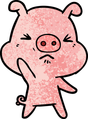 Bir insan tarafından çizilmiş kızgın domuz çizgi filmi.