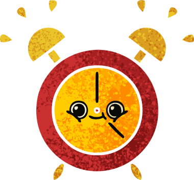 Bir insan tarafından çizilmiş alarm saatinin retro çizim tarzı karikatürü