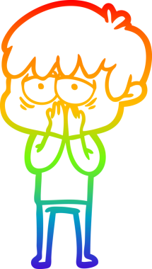 gökkuşağı gradyan çizgi çizimi bir insan tarafından çizilmiş bitkin bir çocuk