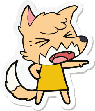 Bir insan tarafından çizilmiş kızgın bir tilkinin çıkartması.