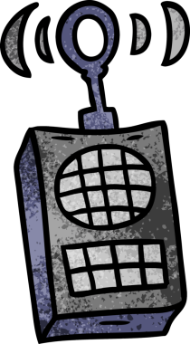 Bir insan tarafından çizilmiş bir telsizin el çizimi karikatürü.