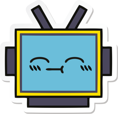 Bir insan tarafından çizilmiş şirin bir robot kafasının çıkartması.