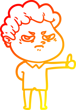 Bir insan tarafından çizilmiş kızgın bir adamın sıcak çizgi çizimi.