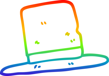 gökkuşağı gradyan çizgi çizimi bir insan tarafından çizilmiş silindir şapka