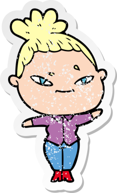 Bir insan tarafından çizilmiş karikatür bir kadının sıkıntılı çıkartması.