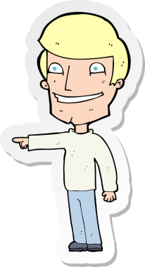 Bir insan tarafından çizilmiş mutlu bir adamın çıkartması.