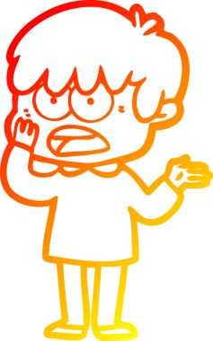 Bir insan tarafından çizilmiş endişeli bir çizgi film çocuğu çizimi.