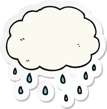 Bir insan tarafından çizilmiş karikatür yağmur bulutu etiketi