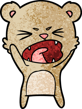 Kızgın çizgi film ayısı bir insan tarafından çizilmiş bağırıyor