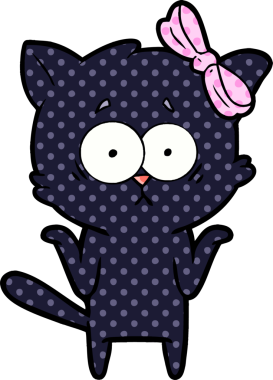 Bir insan tarafından çizilmiş çizgi film kedisi.