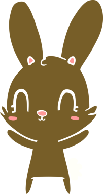 Bir insan tarafından çizilmiş düz renk çizgi film tavşanı.