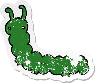 Bir insan tarafından çizilmiş karikatür tırtılının sıkıntılı çıkartması.