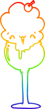 Gökkuşağı gradyan çizgisi bir insan tarafından çizilmiş tatlı bir dondurma çölünün çizimi