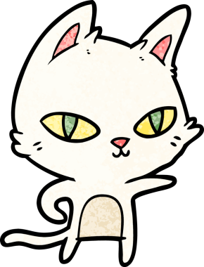 Bir insan tarafından çizilmiş çizgi film kedisi.