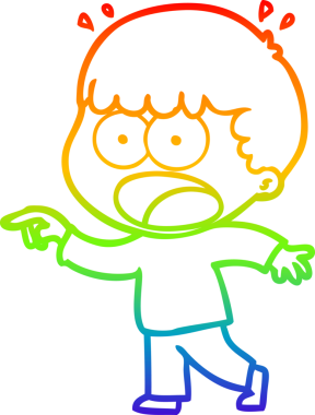 Gökkuşağı gradyan çizgi çizimi bir insan tarafından çizilmiş şok bir adam