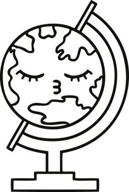 Bir insan tarafından çizilmiş dünyanın karikatürü.