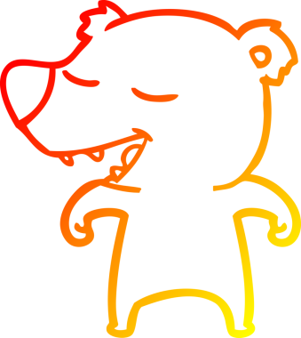 Bir insan tarafından çizilen çizgi film ayısının sıcak çizgi çizimi