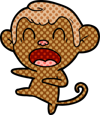 Bir insan tarafından çizilmiş bağıran maymun çizgi filmi.