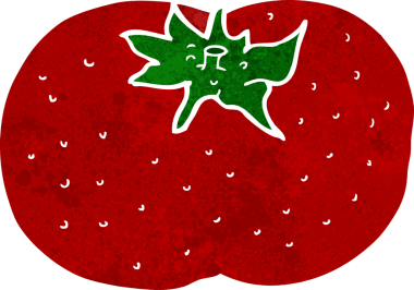 Bir insan tarafından çizilmiş domates çizgi filmi.