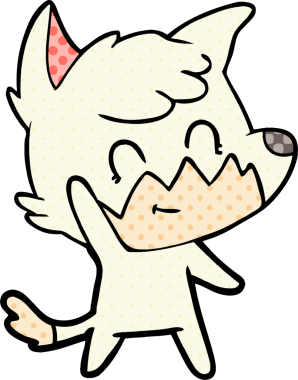 Bir insan tarafından çizilmiş çizgi film dostu tilki.