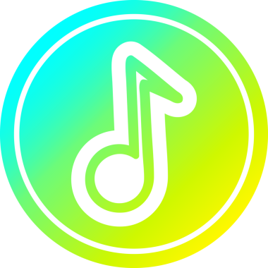 bir insan tarafından çizilen havalı gradyan bitiş grafikli müzik notası dairesel simgesi