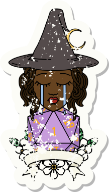 Retro Dövme Tarzı Ağlayan İnsan Cadısı Bir insan tarafından çizilmiş doğal bir rulo