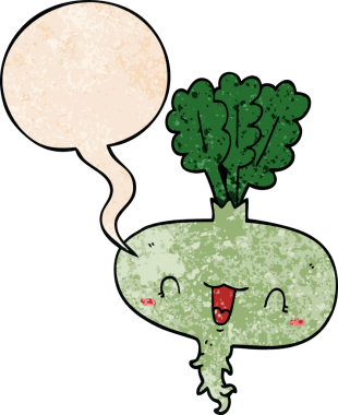 bir insan tarafından çizilmiş eski moda konuşma baloncuklu karikatür şalgamı.