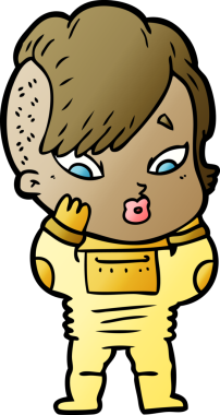 Bir insan tarafından çizilmiş bilim kurgu elbiseli bir kızı şaşırtan çizgi film.